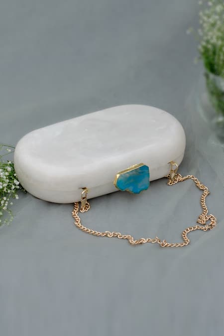 Label Sneha Marble Baroque Oval Clutch 