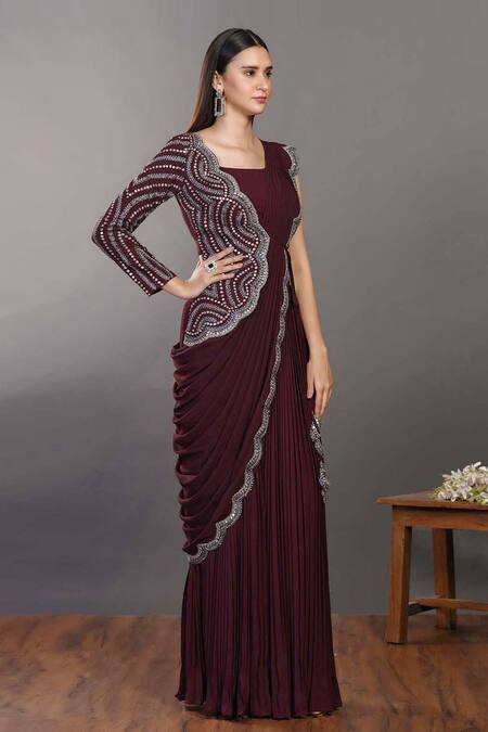 Lowest price | Crimson Wedding Palazzo Saree and Crimson Wedding Palazzo  Sari online shopping | Page 2