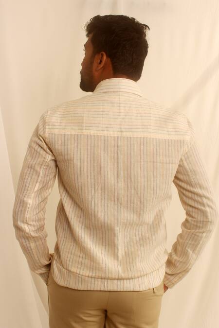 Shop_Shwetanga_White , Organic Bomber Shirt _at_Aza_Fashions