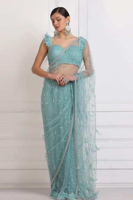 Pooja Peshoria Net Embellished Saree With Blouse 