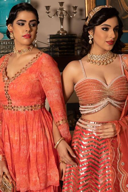 Laxmishriali Red Dupatta Net, Peplum Top And Sharara Viscose Georgette Mirror Work, Bead Set Online at Aza Fashions Laxmishriali_Red Dupatta Net, Peplum Top And Sharara Viscose Georgette Mirror Work, Bead Set _Online_at_Aza_Fashions