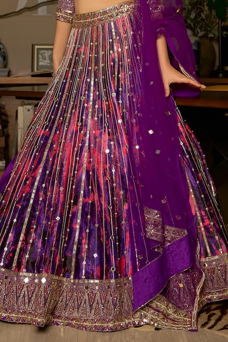 Laxmishriali Purple Blouse And Lehenga Dupion, Dupatta Net Cutdana Work, Embroidered Set Online at Aza Fashions Laxmishriali_Purple Blouse And Lehenga Dupion, Dupatta Net Cutdana Work, Embroidered Set _Online_at_Aza_Fashions