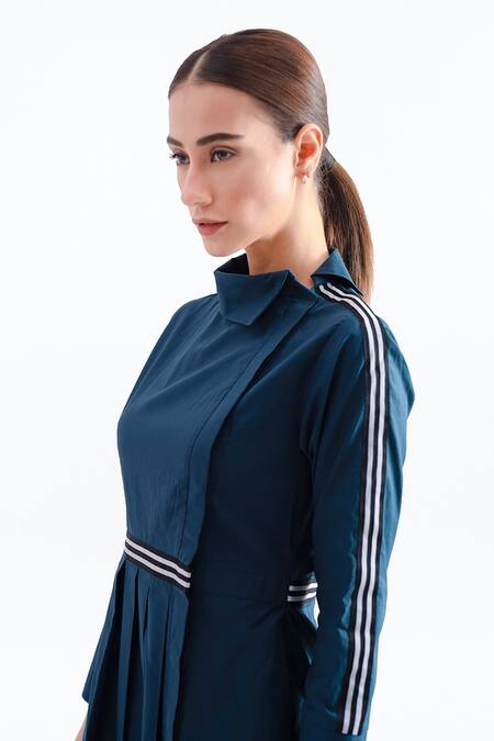 NOTEBOOK Blue Cotton Jersey Asymmetric Olwen Dress Online at Aza Fashions NOTEBOOK_Blue Cotton Jersey Asymmetric Olwen Dress_Online_at_Aza_Fashions