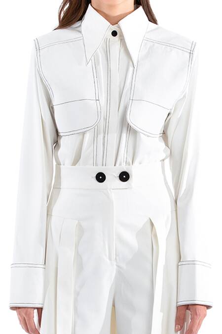 Buy Notebook White Suiting Lycra Stripes Shirt Collar Xela Pant Set Online at Aza Fashions Buy_Notebook_White Suiting Lycra Stripes Shirt Collar Xela Pant Set_Online_at_Aza_Fashions