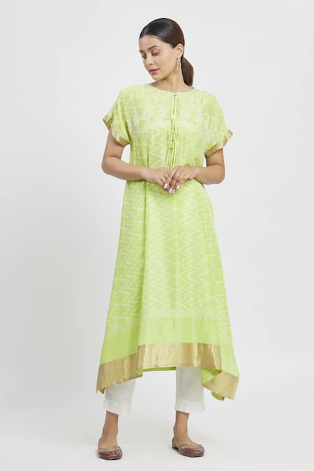 Krishna Mehta Chanderi Asymmetric Tunic 