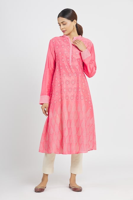 Krishna Mehta Chanderi Floral Print Tunic 