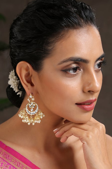 Paisley Pop Kundan Pearl Chandbali Earrings
 