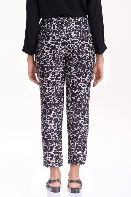 Abraham And Thakore Black Silk Cotton Terrazzo Straight Pants 6