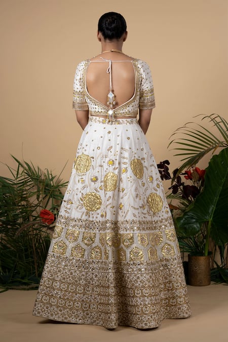 Blue Lotus Design Raw Silk Bridal Lehenga Set 