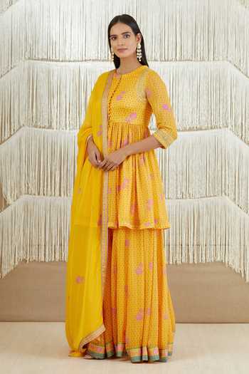 Shyam Narayan Prasad Floral Print Anarkali Sharara Set 