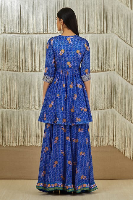 Shyam Narayan Prasad Floral Print Anarkali Sharara Set 