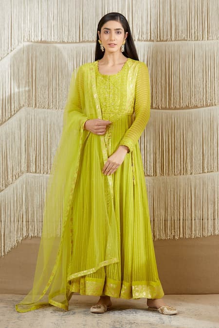 Shyam Narayan Prasad Chanderi Brocade Anarkali Set 