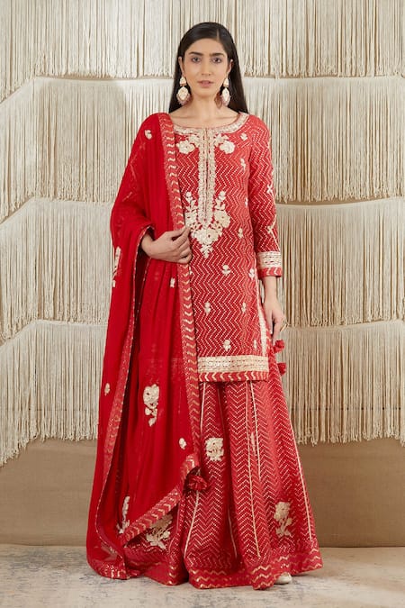 Shyam Narayan Prasad Chanderi Embroidered Kurta Sharara Set 