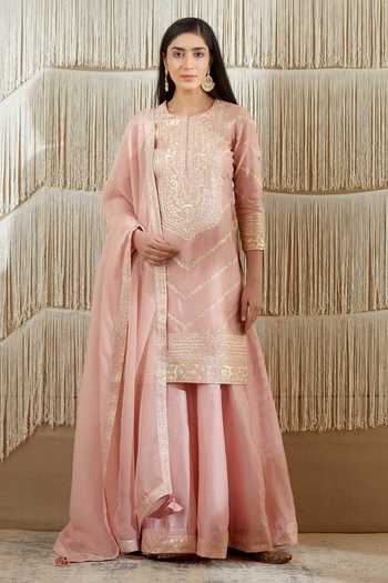 Shyam Narayan Prasad Chanderi Embroidered Kurta Sharara Set 