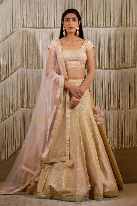 Shyam Narayan Prasad Raw Silk Embroidered Bridal Lehenga Set 