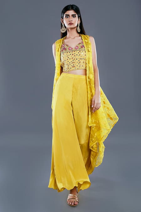 Divya Kanakia Embroidered Cape & Palazzo Set 