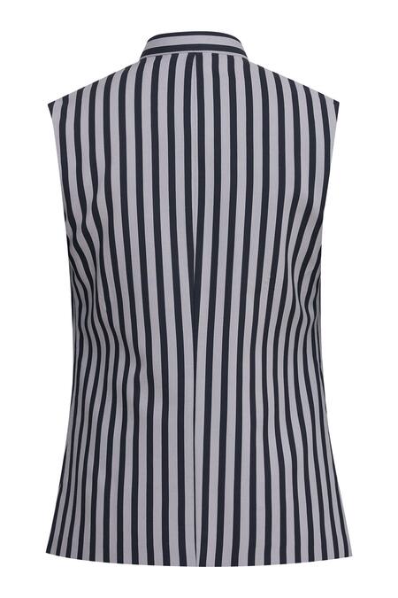 Shop_Manish Nagdeo_Grey Bundi Cotton Geometric Striped And Kurta Set _Online_at_Aza_Fashions