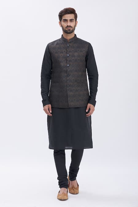 Manish Nagdeo Brocade Bundi & Kurta Set 
