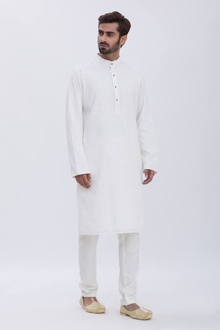 Buy_Aham-Vayam_White Cotton Chikankari Kurta Set _Online_at_Aza_Fashions