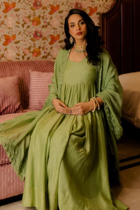 Buy Drashti Dhami Sage Green Abaya Style Anarkali Suit Party Wear Online at  Best Price | Cbazaar