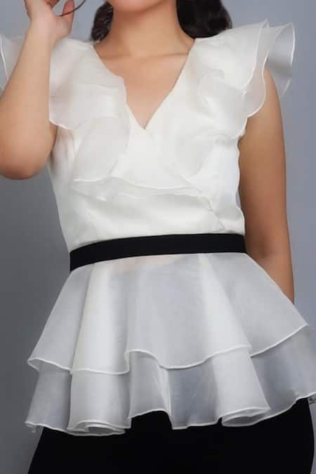 White ruffle hot sale peplum top