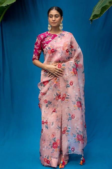 10 Pretty designer floral blouse designs | Latest Saree Blouse Designs