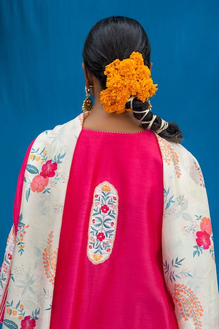 Shop Pita Nila Pink Chanderi And Soft Cotton Thread & Sequin, Applique, Bead Anarkali & Pant Set Online at Aza Fashions Shop_Pita Nila_Pink Chanderi And Soft Cotton Thread & Sequin, Applique, Bead Anarkali & Pant Set _Online_at_Aza_Fashions