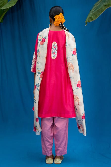 Shop Pita Nila Pink Chanderi And Soft Cotton Thread & Sequin, Applique, Anarkali & Salwar Set at Aza Fashions Shop_Pita Nila_Pink Chanderi And Soft Cotton Thread & Sequin, Applique, Anarkali & Salwar Set _at_Aza_Fashions