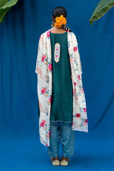 Shop Pita Nila Green Chanderi And Soft Cotton Thread & Sequin, Applique, Anarkali & Salwar Set at Aza Fashions Shop_Pita Nila_Green Chanderi And Soft Cotton Thread & Sequin, Applique, Anarkali & Salwar Set _at_Aza_Fashions