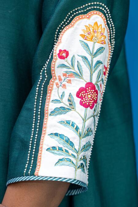 Buy Pita Nila Green Chanderi And Soft Cotton Thread & Sequin, Applique, Anarkali & Salwar Set Online at Aza Fashions Buy_Pita Nila_Green Chanderi And Soft Cotton Thread & Sequin, Applique, Anarkali & Salwar Set _Online_at_Aza_Fashions