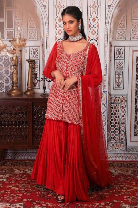 Esha Koul Georgette Embellished Kurta Sharara Set 