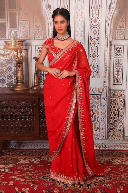 Esha Koul Georgette Embellished Saree With Blouse 