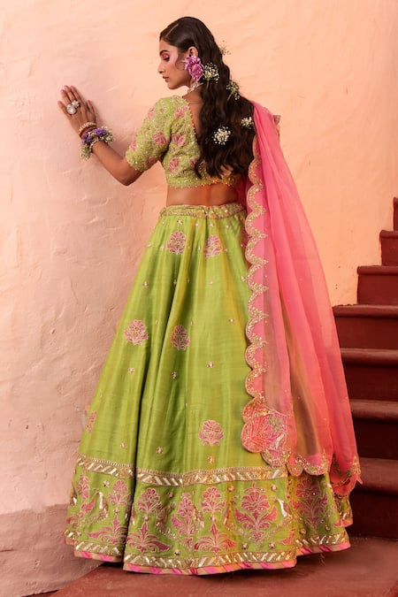 House of Dasmaya Zardozi Embroidered Bridal Lehenga Set 