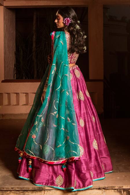 House of Dasmaya Zardozi Embroidered Bridal Lehenga Set 