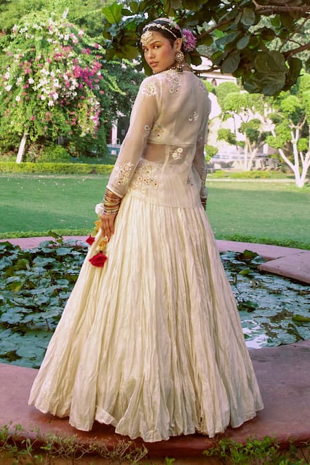 House of Dasmaya Crinkled Lehenga Set With Peplum Jacket 