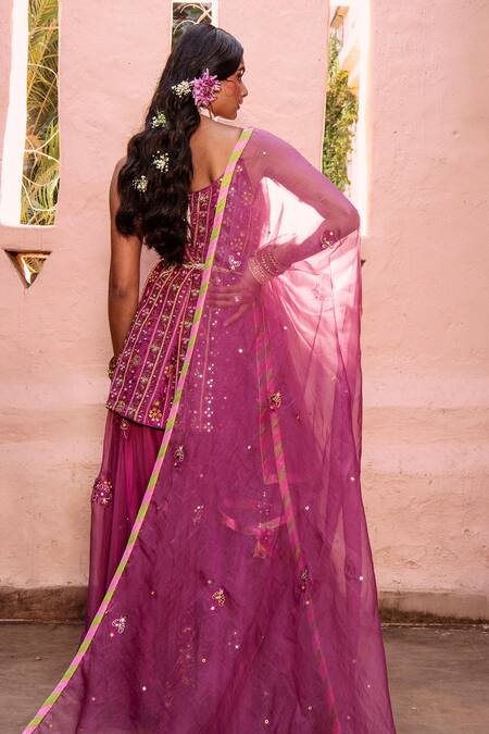 House of Dasmaya Silk Embroidered Kurta Sharara Set 