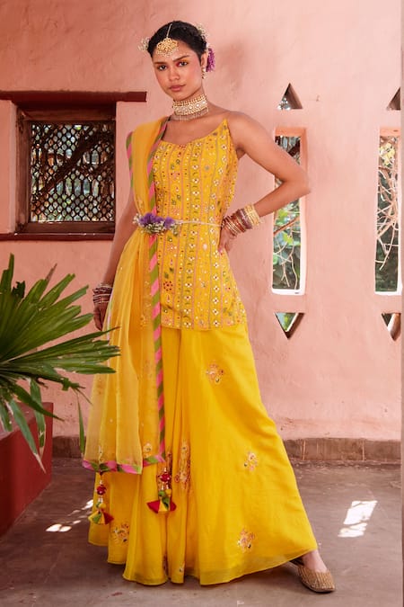 House of Dasmaya Embroidered Kurta Sharara Set 