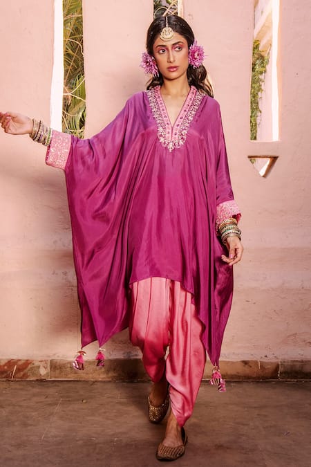 House of Dasmaya Silk Kaftan With Dhoti Pant Set 