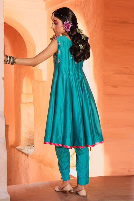 House of Dasmaya Embroidered Anarkali & Pant Set 