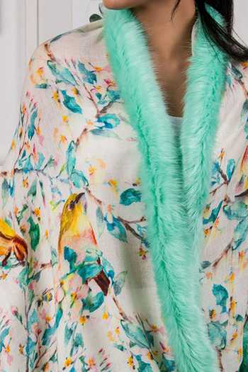 Rhe-Ana_Blue Print Faux Fur Shawl _at_Aza_Fashions