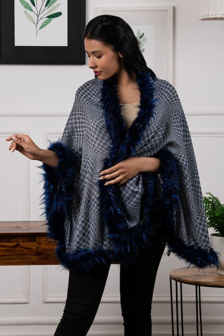 Faux fur trimmed sale wraps shawls