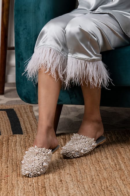 Rhe-Ana_Silver Satin Collared Neck Shirt And Pant Set _at_Aza_Fashions