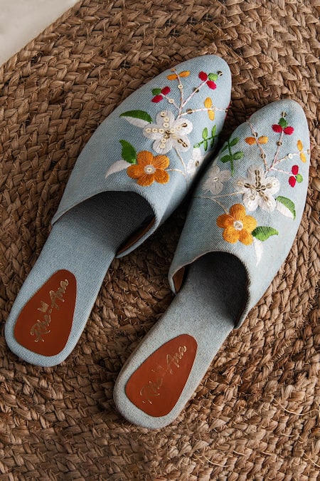 Rhe-Ana Denim Slip On Mules 