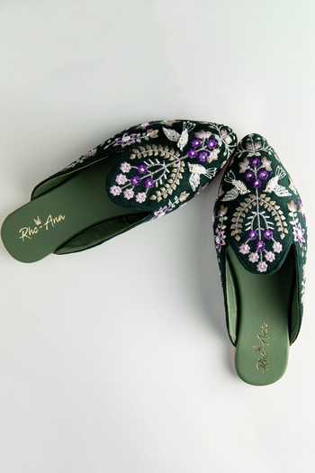 Rhe-Ana Velvet Slip On Mules 