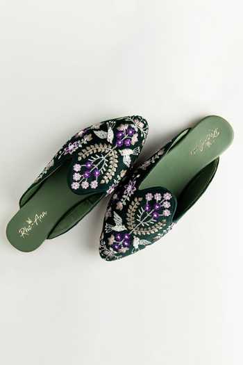 Rhe-Ana Velvet Slip On Mules 
