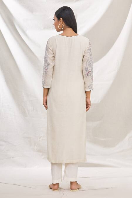 Shop_Rajat & Shraddha_White Kurta Silk  Pant Cotton Dupatta Embroidered Set _at_Aza_Fashions