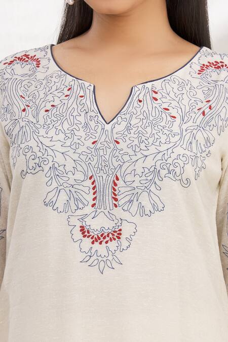 Shop_Rajat & Shraddha_White Kurta Silk  Pant Cotton Dupatta Embroidered Set _Online_at_Aza_Fashions