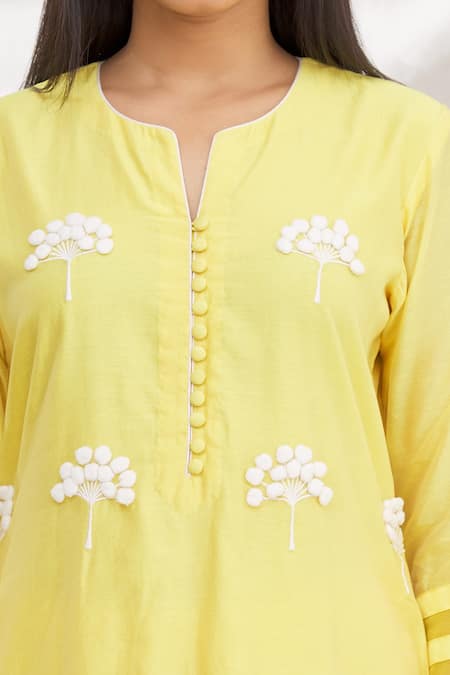 Shop_Rajat & Shraddha_Yellow Kurta And Dupatta Silk Chanderi Pant Cotton Sinhparni Set  _Online_at_Aza_Fashions