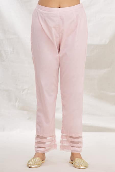 Rajat & Shraddha_Pink Kurta And Dupatta Silk Chanderi Pant Cotton Summer Garden Embroidered Set _at_Aza_Fashions