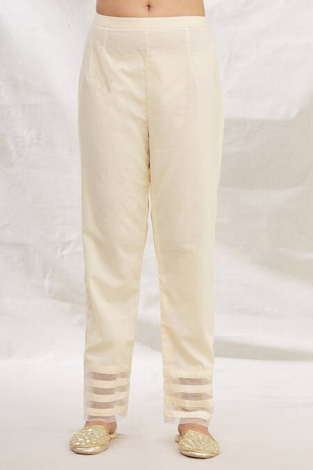 Rajat Shraddha_Beige Kurta And Dupatta Silk Chanderi Pant Cotton Kusum Set  _at_Aza_Fashions